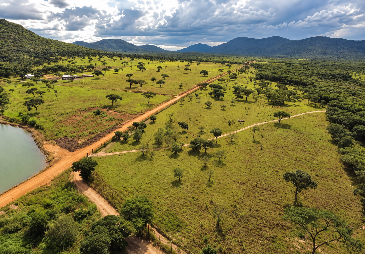 Vista aérea de terras agrícolas